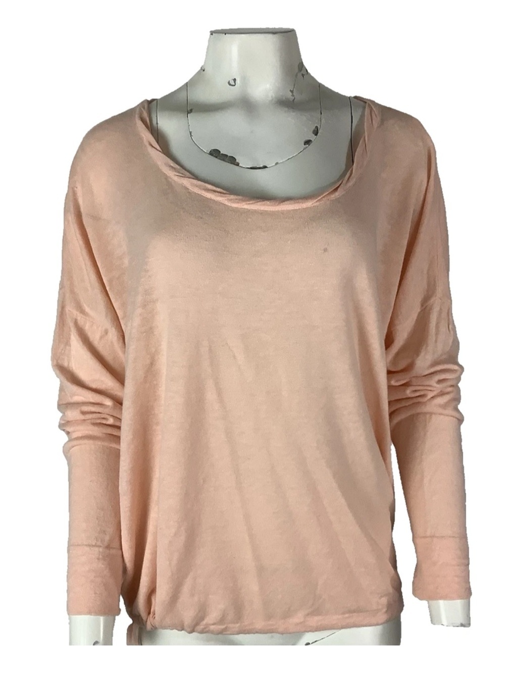 Nurture Sz L Cotton Linen Lightweight Beach Travel Drawstring Hem Top Peach
